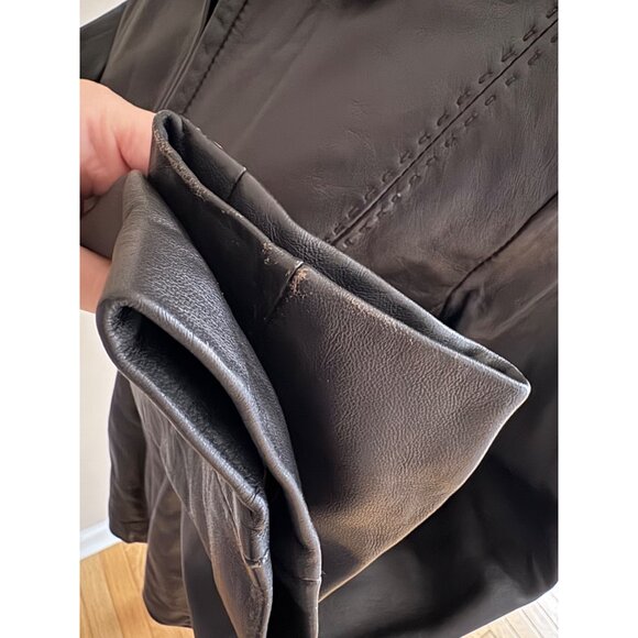 Y2K Lambskin Leather Full Zip Jacket Deep Chocolate Brown Women’s Medium - Picture 7 of 13